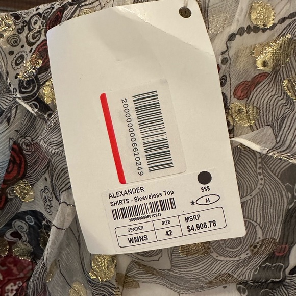 NWT Alexander McQueen Black with Gold Metallic Blouse - Picture 6 of 8